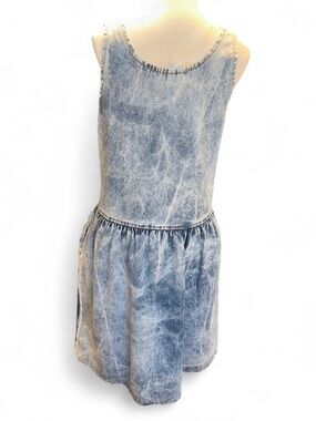 VTG 90s Hollywood Blvd Sleeveless acid wash denim jumper dress w/ side pockets